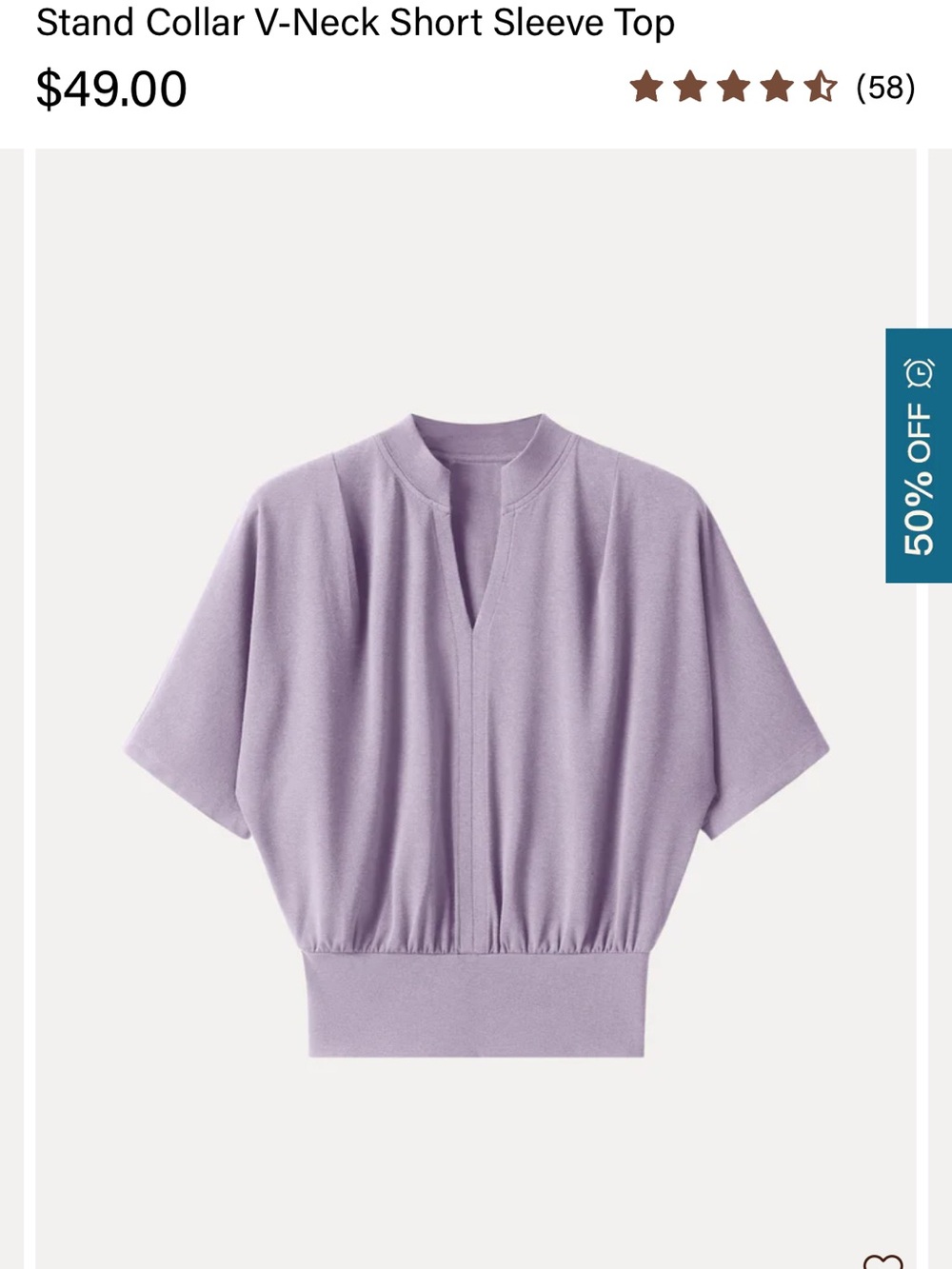 OGL stand collar v neck short sleeve top